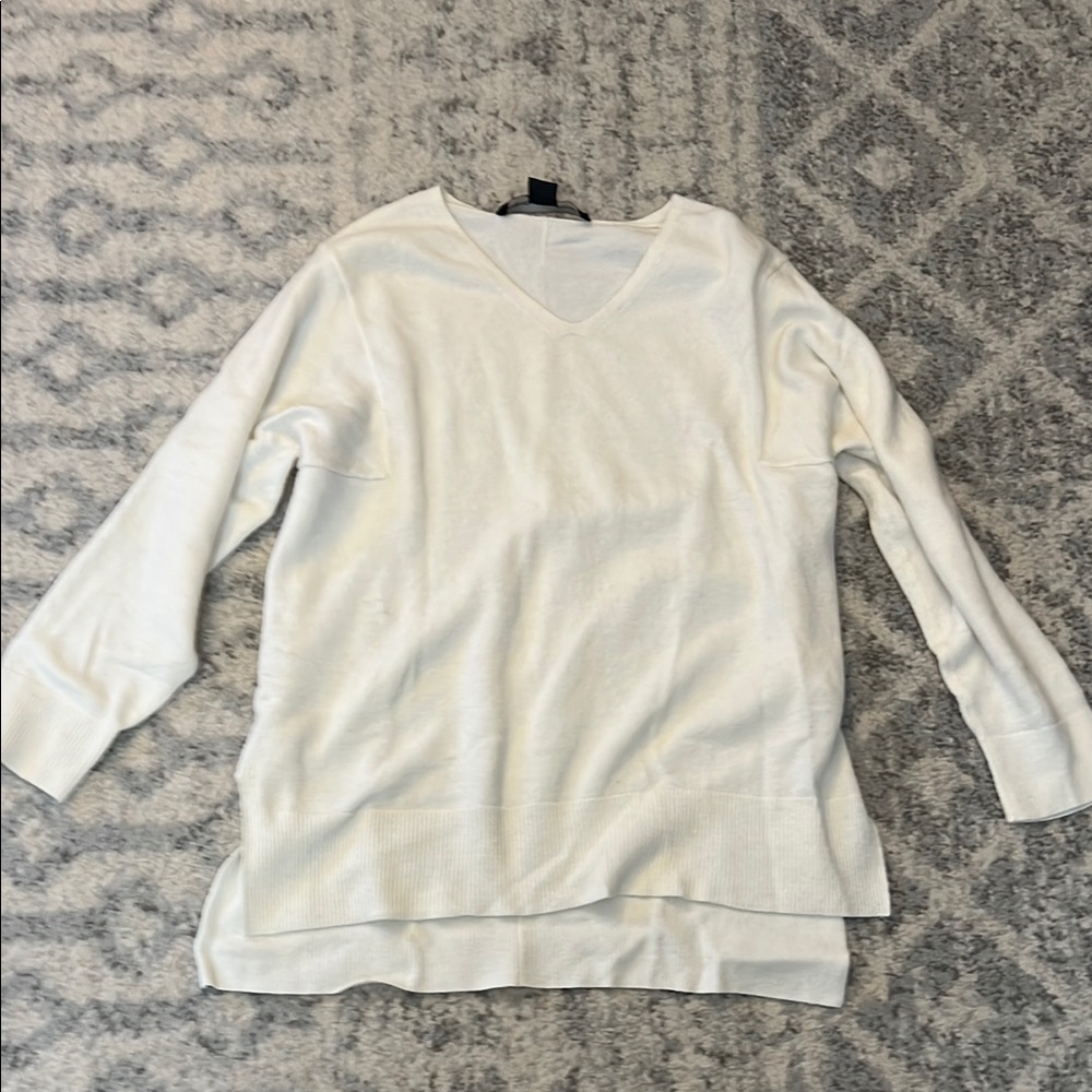 White V-Neck Sweater